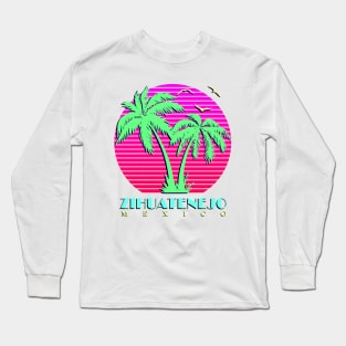 Zihuatenejo Palm Trees Sunset Long Sleeve T-Shirt